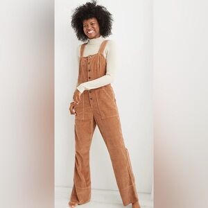 Aerie Corduroy Overalls Jumpsuit Kick Flare Brown Size Large